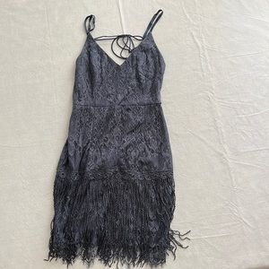 Lady black tie shimmy mini dress